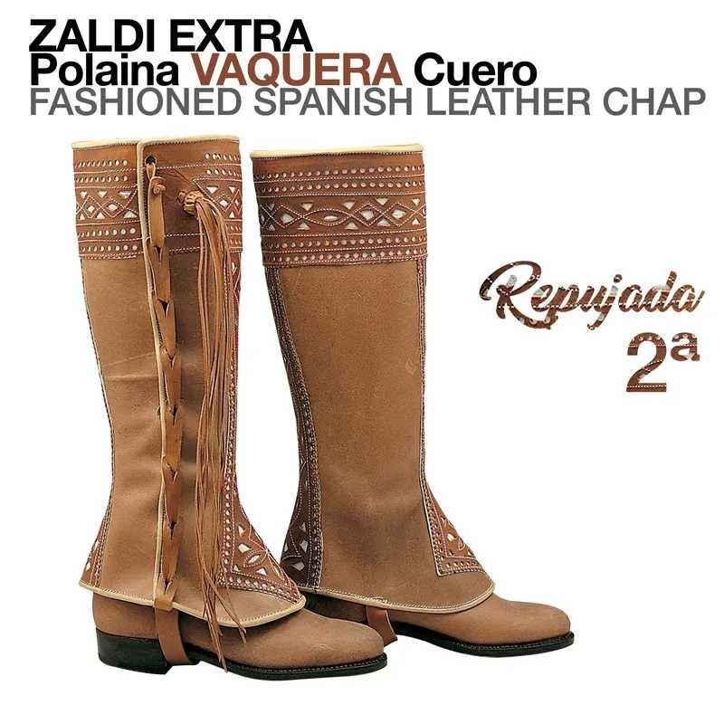 POLAINA VAQUERA CUERO REPUJADA 2ª ZALDI EXTRA