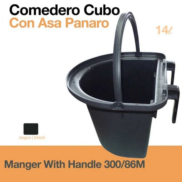 COMEDERO CUBO CON ASA PANARO 300/86M NEGRO
