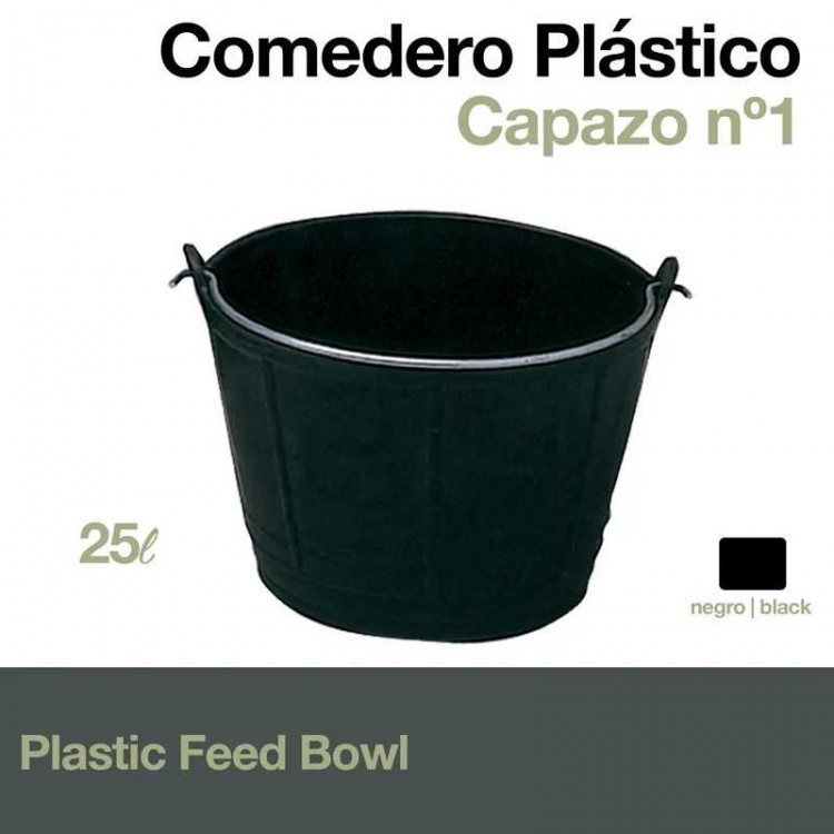 COMEDERO PLÁSTICO CAPAZO Nº1  25 litros NEGRO