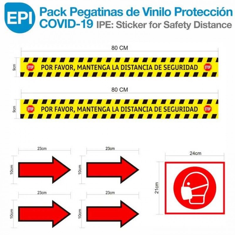 EPI: PACK PEGATINAS DE VINILO PROTECCIÓN COVID-19