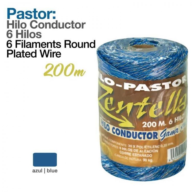 PASTOR: HILO CONDUCTOR 200m 6 HILOS AZUL