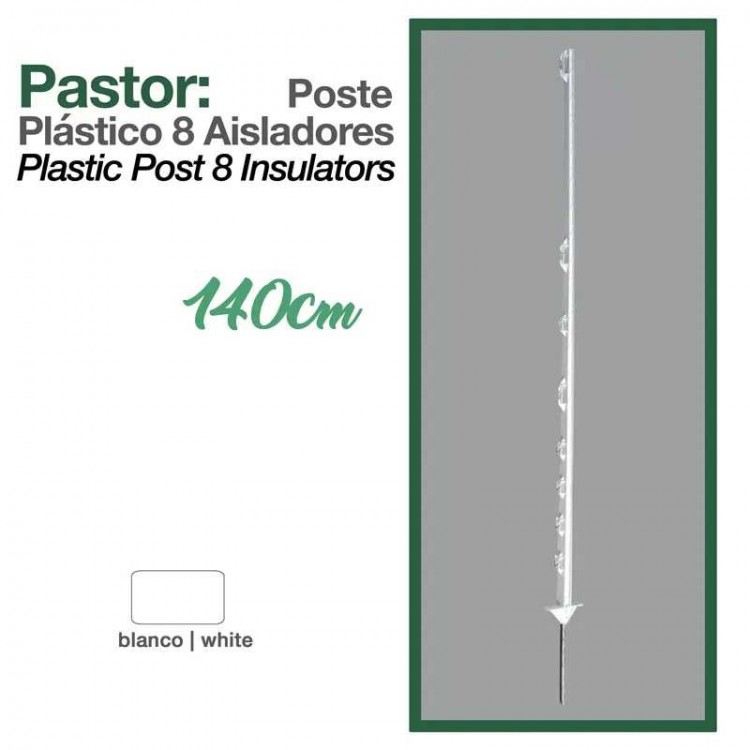 PASTOR: POSTE PLÁSTICO 8 AISLADORES 140cm