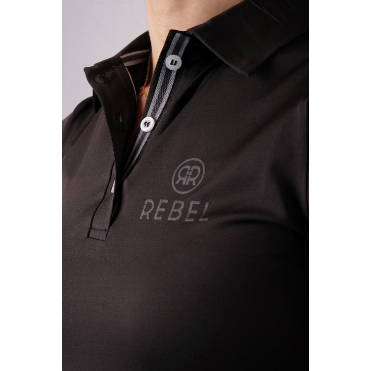 Polo Negro Mujer M/C