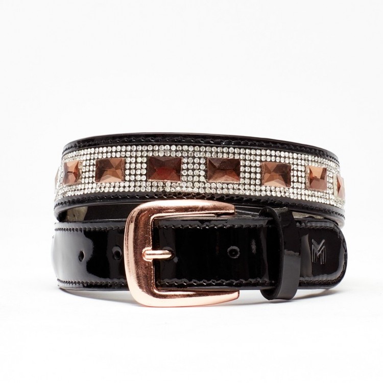 Cinturón Cristal Charol Glam (Negro)